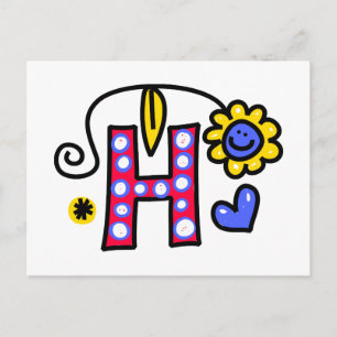 Cute Monogram Letter H Greeting Text Expression Postcard