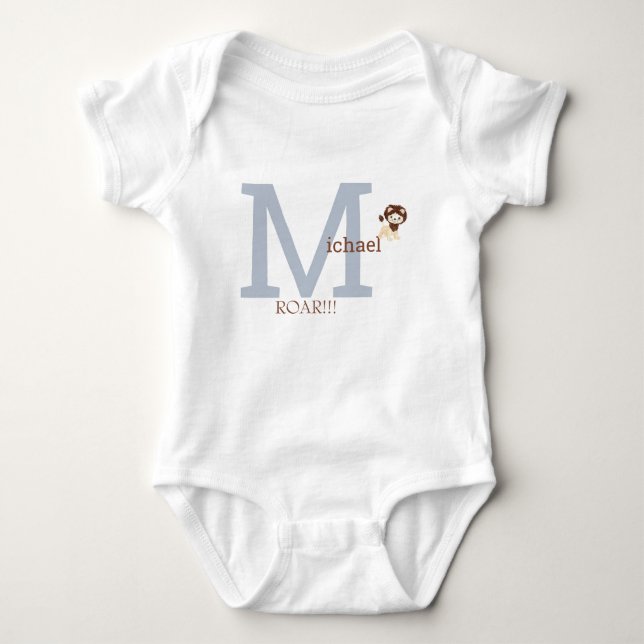 Cute Monogram Lion Baby Boy Bodysuit (Front)