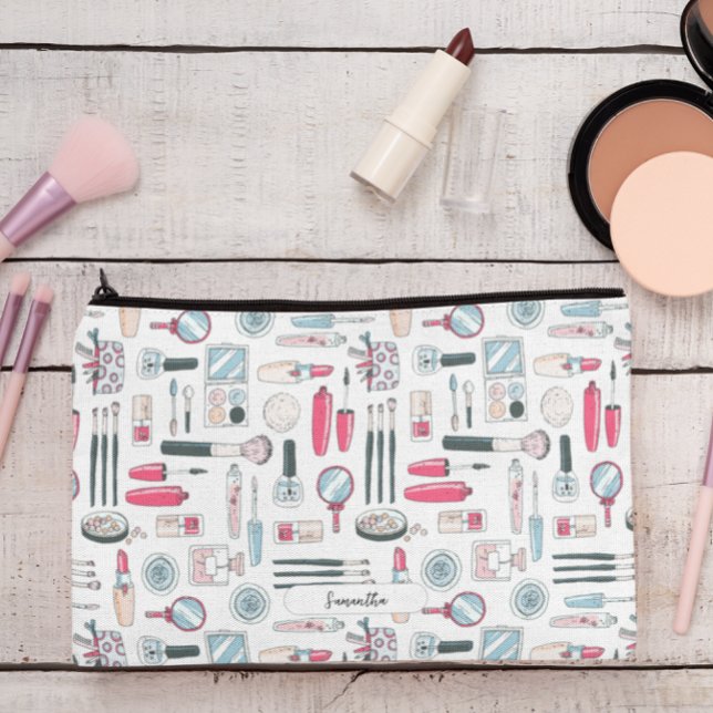 Cute Monogram Makeup Pattern Accessory Pouch (Creator Uploaded)