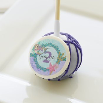 Cute Monogram Mermaid Teal & Purple Watercolor Cake Pops by ClipartBrat at Zazzle