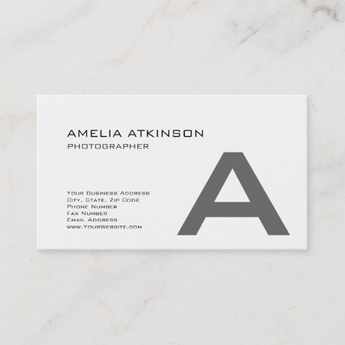 Cute Monogram Modern Black White Minimalist Business Card
