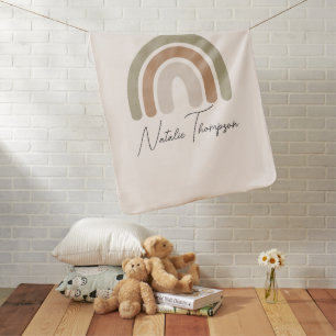 Cute Monogram modern stylish rainbow pink girly Baby Blanket