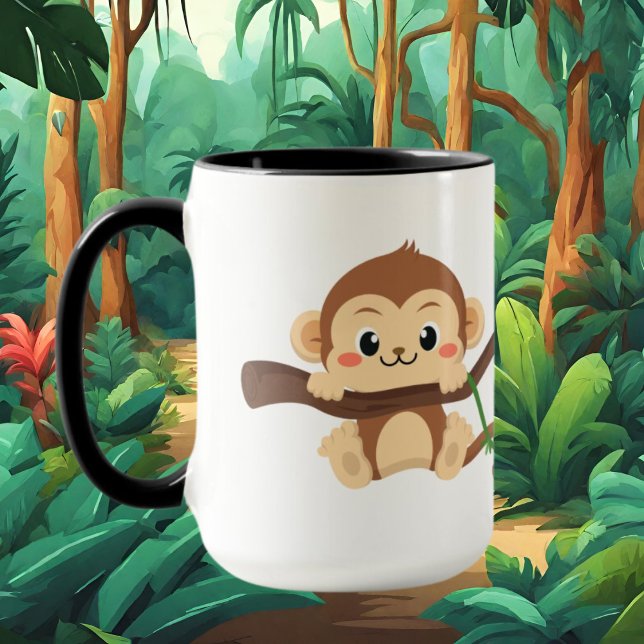 cute monogram monkey add name Mug  (Creator Uploaded)
