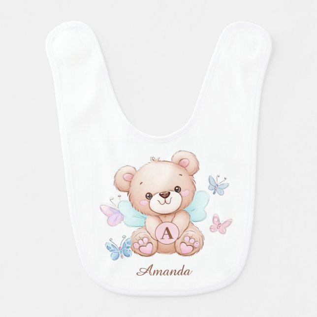 Cute Monogram Name Baby Bib (Front)