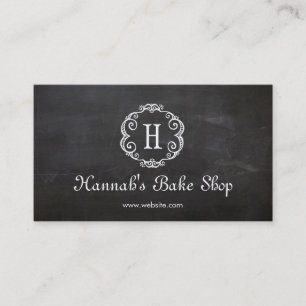 Cute Monogram Pastry Chef Bakery Chalkboard Business Card