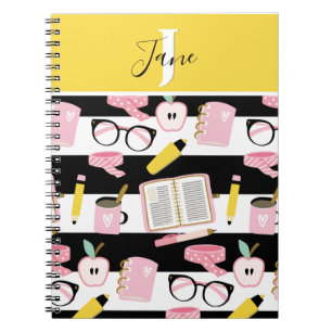 Cute Monogram Personalized School Girl Notebook