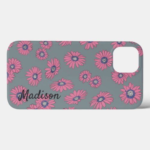 Cute Monogram Pink Blue Green Flower Pattern  Case