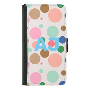 Cute Monogram Polka Dot Pattern Samsung Galaxy S5 Wallet Case