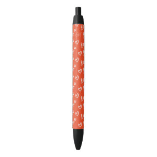 Cute Monogram Red Hearts & Love Lettering Pen