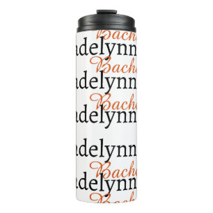 Cute Monogram Script Black and Red Bridesmaid Thermal Tumbler