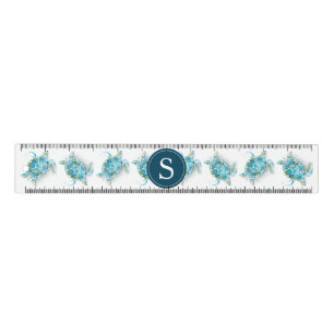 Cute Monogram Sea Turtle Back To School Ruler