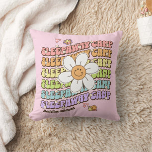Cute Monogram Sleepaway Summer Camp  Throw Pillow