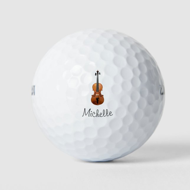 Cute Monogram Violin Golf Balls (Front)