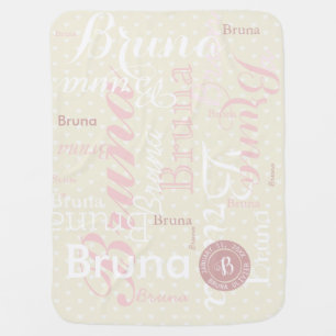 cute monogram with pattern of names pink swaddle blanket