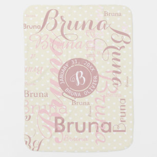 cute monogram with pattern of names pink swaddle blanket
