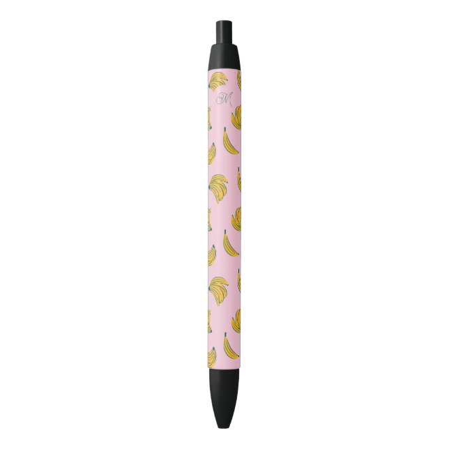 Cute Monogram Yellow Bananas in Pink Background Pen (Front Vertical)