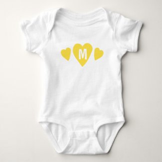 Cute Monogram Yellow Hearts