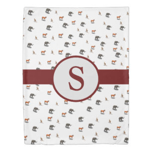 Cute Monogrammed Assorted Animals Duvet Cover
