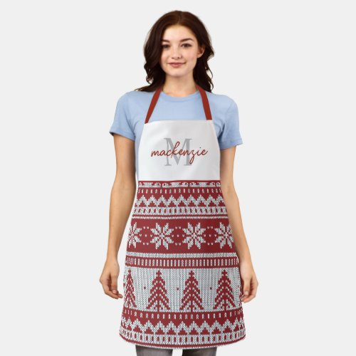 Cute Monogrammed Christmas Sweater Pattern  Apron