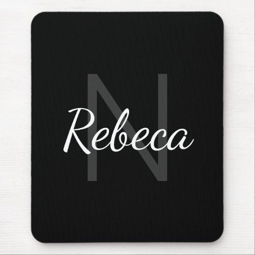 Cute Monogrammed Girls Name  Black  White Mouse Pad
