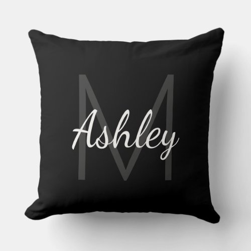 Cute Monogrammed Girls Name  Black  White Throw Pillow