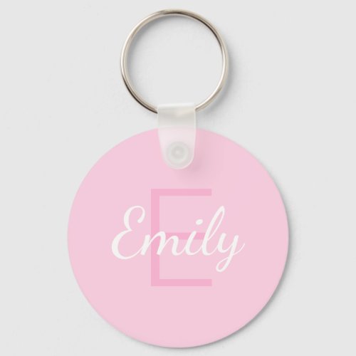 Cute Monogrammed Girls Name  Pink  White Keychain