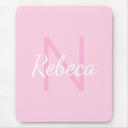 Cute Monogrammed Girls Name  Pink  White Mouse Pad