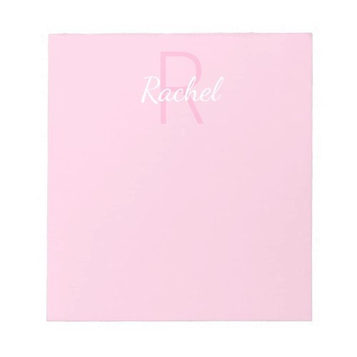 Cute Monogrammed Girls Name  Pink  White Notepad
