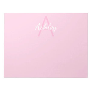 Cute Monogrammed Girl's Name   Pink & White Notepad
