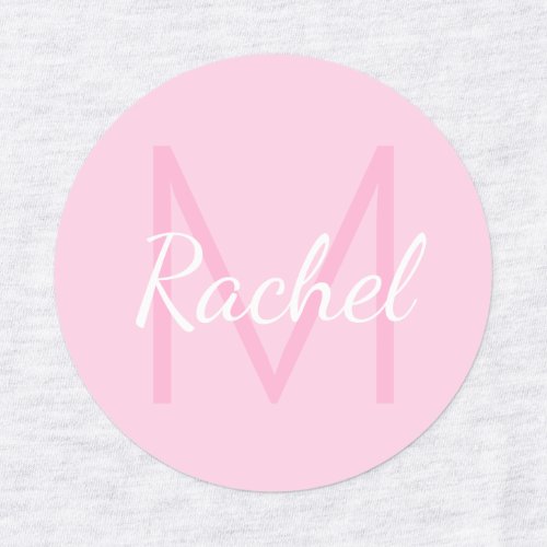 Cute Monogrammed Girls Name  Soft Pink  White Labels