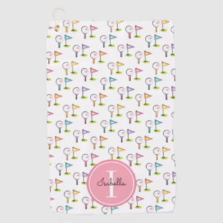Cute Monogrammed Golf Ball Tee Flag Pin Golf Towel