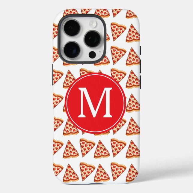 Cute Monogrammed Initials Pizza Pattern Case-Mate iPhone Case (Back)