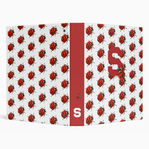 Cute Monogrammed Ladybug Themed 3 Ring Binder