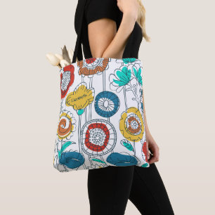 Cute Monogrammed Name Abstract Fun Floral Stylish Tote Bag