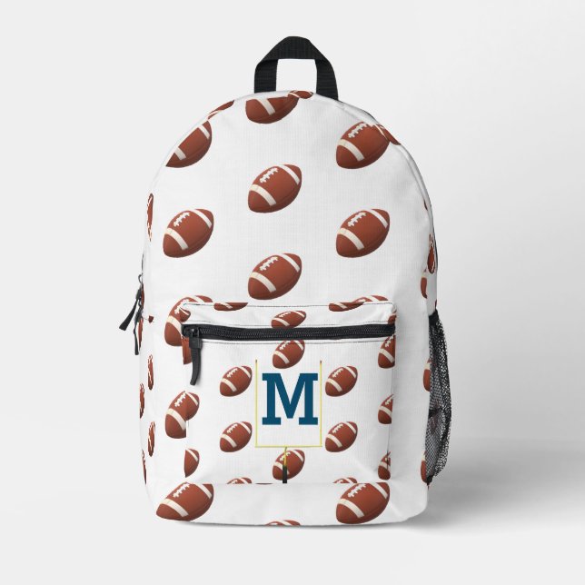 Cute Monogrammed Sports Themed Printed Backpack (Front)