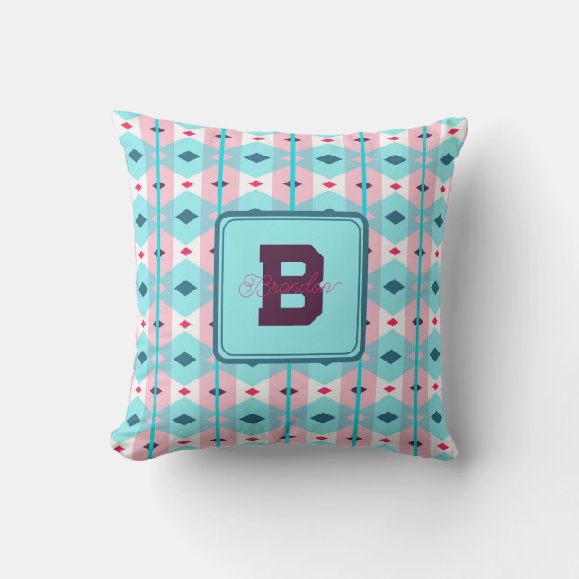 Cute Monogrammed Throw Pillow for Custom Decor  (Front)
