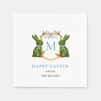 Cute Monogrammed Topiary Bunny Easter  Napkins