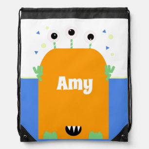 Cute Monster Alien Name Kids  Drawstring Bag