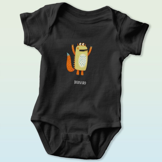 Cute Monster Baby Bodysuit (Fun personalized name monster  baby bodysuit)
