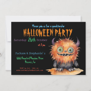 Cute Monster Bash Halloween Party Invitation