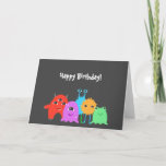 Cute Monster Birthday Card<br><div class="desc">A scary adorable birthday party invitation for kids with a monster theme and a multi colored polka dotted background,  featuring cute monsters.</div>