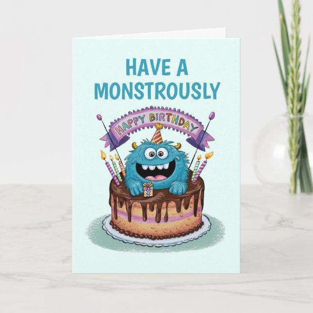 Cute Monster Birthday  Card (Front)