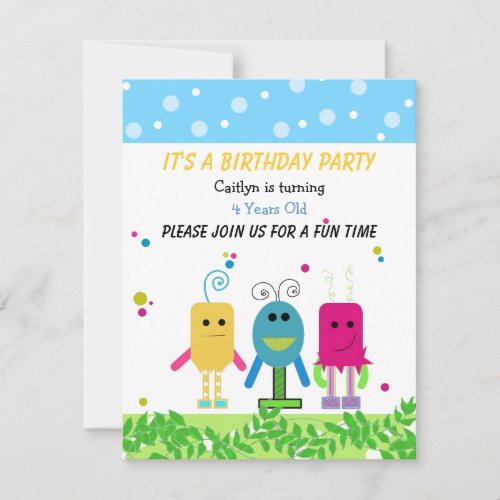 Cute Monster Birthday Invitation