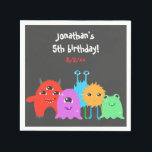 Cute Monster Birthday Napkin<br><div class="desc">A scary adorable birthday party invitation for kids with a monster theme and a multi colored polka dotted background, featuring cute monsters.</div>