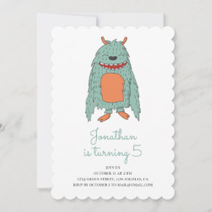 Cute monster. Birthday party invitation. Baby boy Invitation