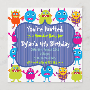 Cute Monster Birthday Party Invitation Templates