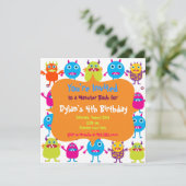 Cute Monster Birthday Party Invitation Templates (Standing Front)