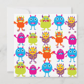 Cute Monster Birthday Party Invitation Templates (Back)