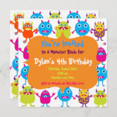Cute Monster Birthday Party Invitation Templates (Front/Back)