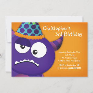 Cute Monster Birthday Party Invitations